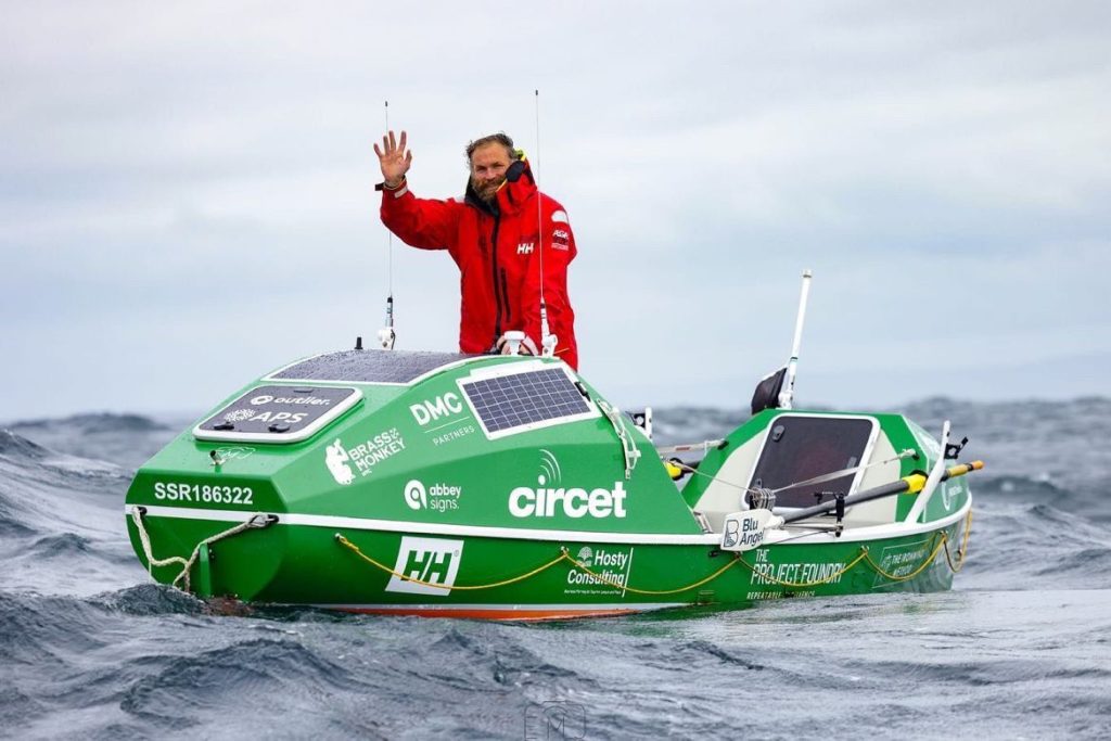 Double Transatlantic rower Damian Browne progressing through Galway Bay. Picture: Project Empower